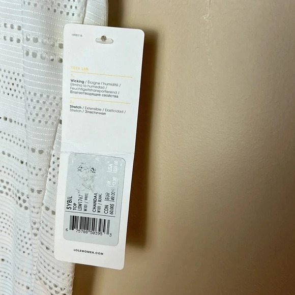 LOLE vtg oversize white sheer eyelet t shirt,silver trim,PTP 20” ,raglan,XS,S,M - Picture 6 of 15